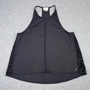 Kate Spade Dashing Beauty Leopard Mesh Athletic‎ Tank Top Women's Size M Black